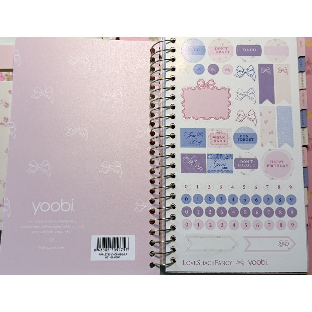 NWT LoveShackFancy x Yoobi 4 Pc Floral Planner Stationery Desk Set + Ruler - Picture 5 of 12